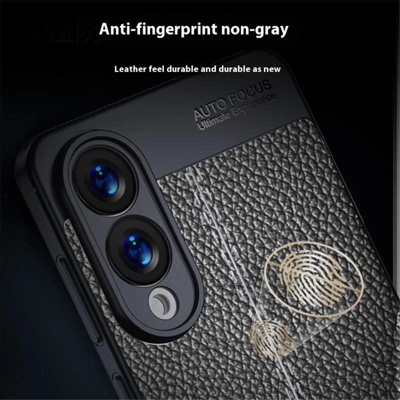 For Samsung Galaxy S25 Edge Case Litchi Texture TPU Flexible Phone Cover, Black