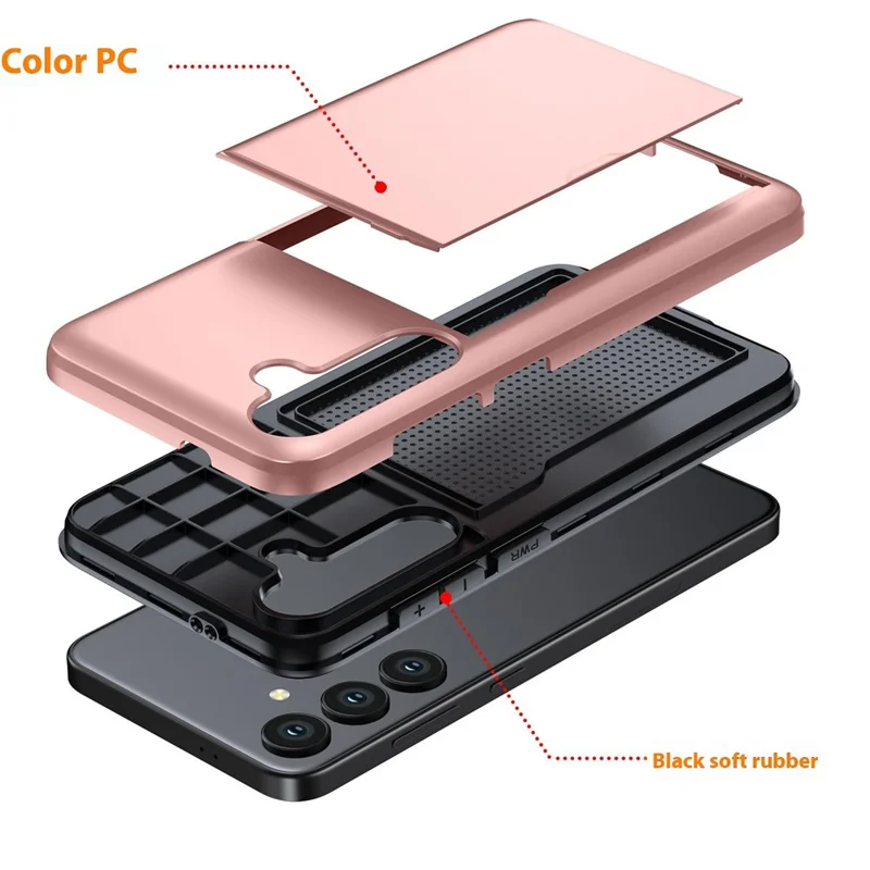 Per Samsung Galaxy A56 5G Custodia con porta carte TPU + PC Cover posteriore del telefono - Oro rosa