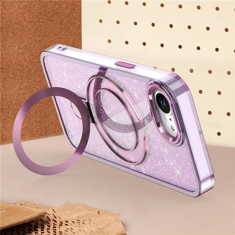 For iPhone 16e Case Glitter Design TPU + PC Kickstand Phone Protector - Purple