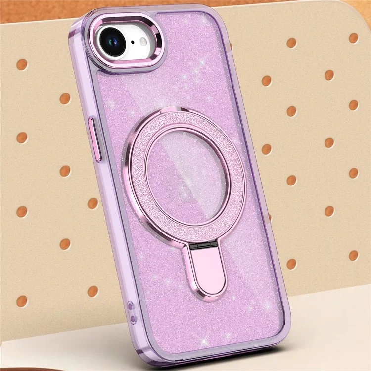 For iPhone 16e Case Glitter Design TPU + PC Kickstand Phone Protector - Purple