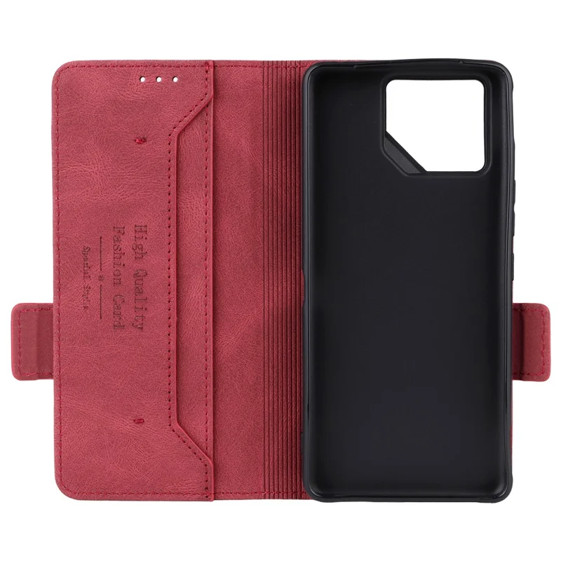 For Asus ROG Phone 9 5G Case Leather Wallet Flip Phone Cover with Hardware Decor - Rose