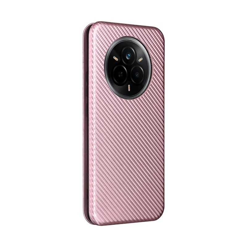 Obudowa na Realme 14 Pro 5G, tekstura węglowej, odporna na upadki, z poliuretanowej skóry, pokrowiec na telefon - różowe złoto