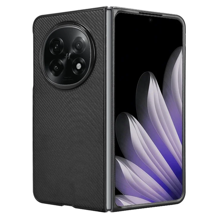 Чехол для Oppo Find N5 5G с текстурой углеродного волокна противоударный ПУ + ПК - Черный