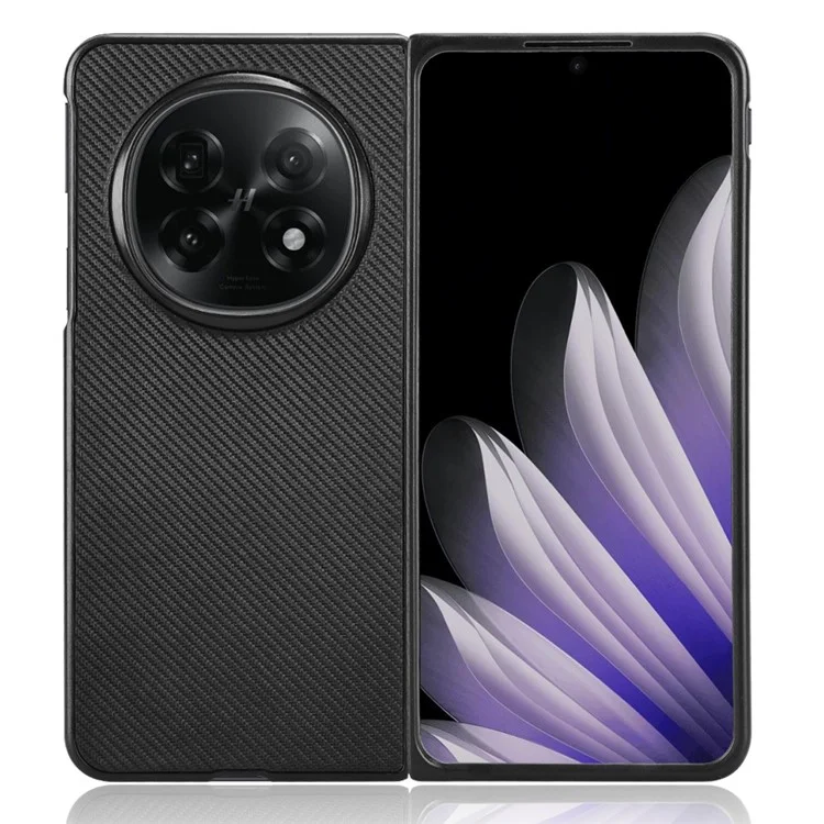 Чехол для Oppo Find N5 5G с текстурой углеродного волокна противоударный ПУ + ПК - Черный