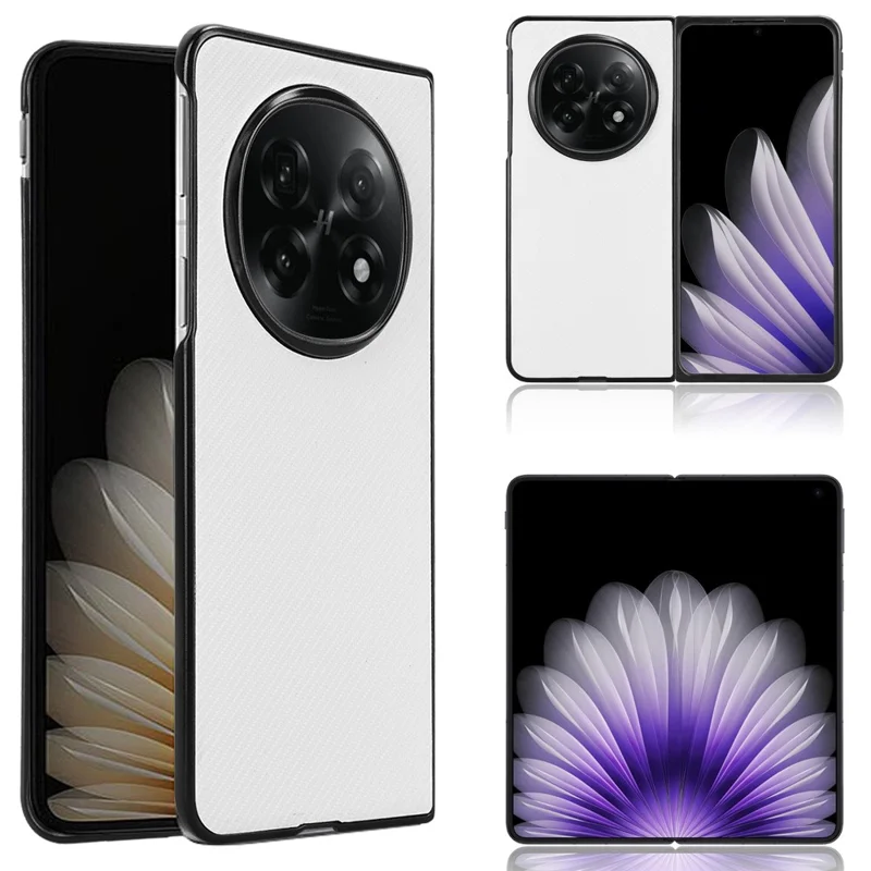 For Oppo Find N5 5G Case Carbon Fiber Texture Shockproof PU + PC Phone Cover - White