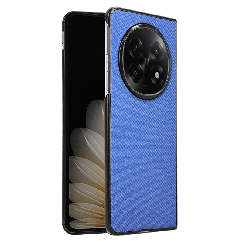 For Oppo Find N5 5G Case Carbon Fiber Texture Shockproof PU + PC Phone Cover - Blue