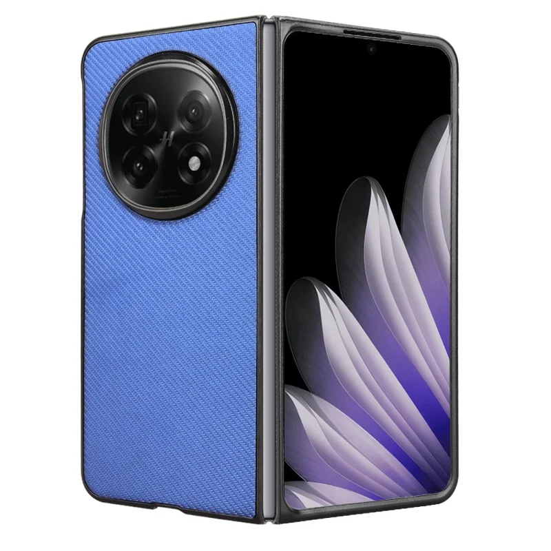 For Oppo Find N5 5G Case Carbon Fiber Texture Shockproof PU + PC Phone Cover - Blue