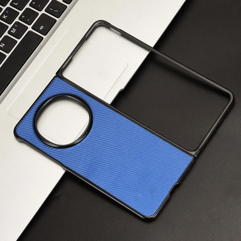 For Oppo Find N5 5G Case Carbon Fiber Texture Shockproof PU + PC Phone Cover - Blue