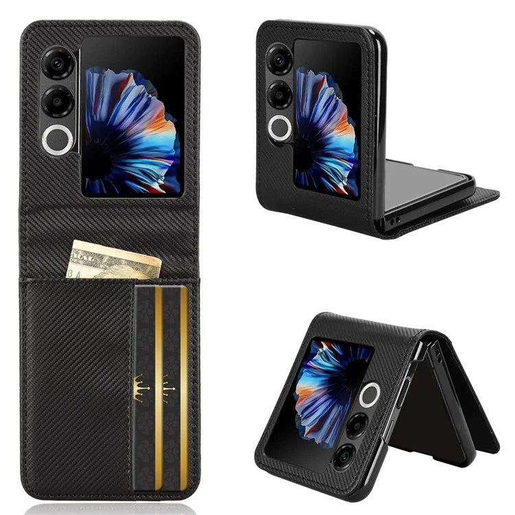 For ZTE nubia Flip2 5G Case PU Leather + PC Card Holder Mobile Phone Cover - Black