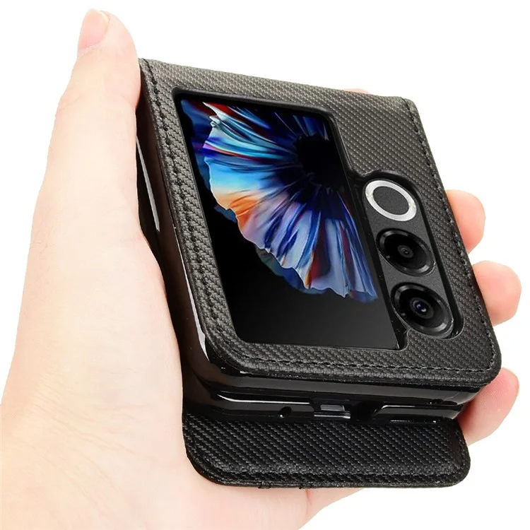 For ZTE nubia Flip2 5G Case PU Leather + PC Card Holder Mobile Phone Cover - Black