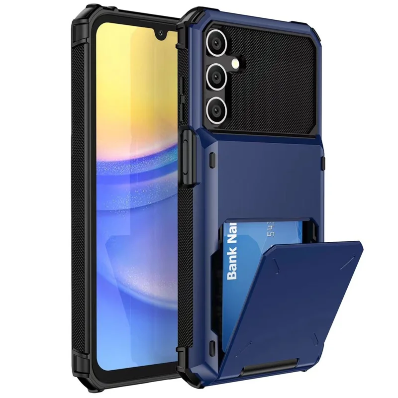 For Samsung Galaxy A36 5G Case PC + TPU Dual Layer Back Phone Cover with Card Holder - Blue