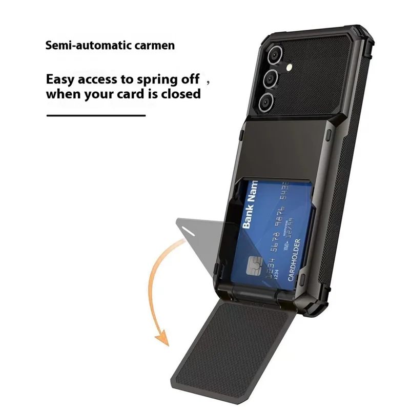 For Samsung Galaxy A36 5G Case PC + TPU Dual Layer Back Phone Cover with Card Holder - Blue