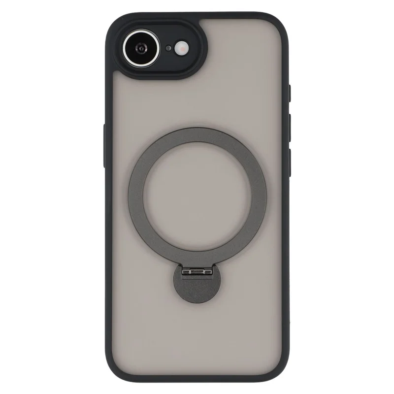 Voor iPhone 16e Hoes Compatibel met MagSafe Draaibare Ringstand TPU + PC Telefoonhoes - Zwart