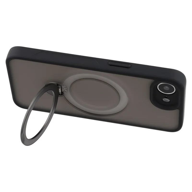Voor iPhone 16e Hoes Compatibel met MagSafe Draaibare Ringstand TPU + PC Telefoonhoes - Zwart