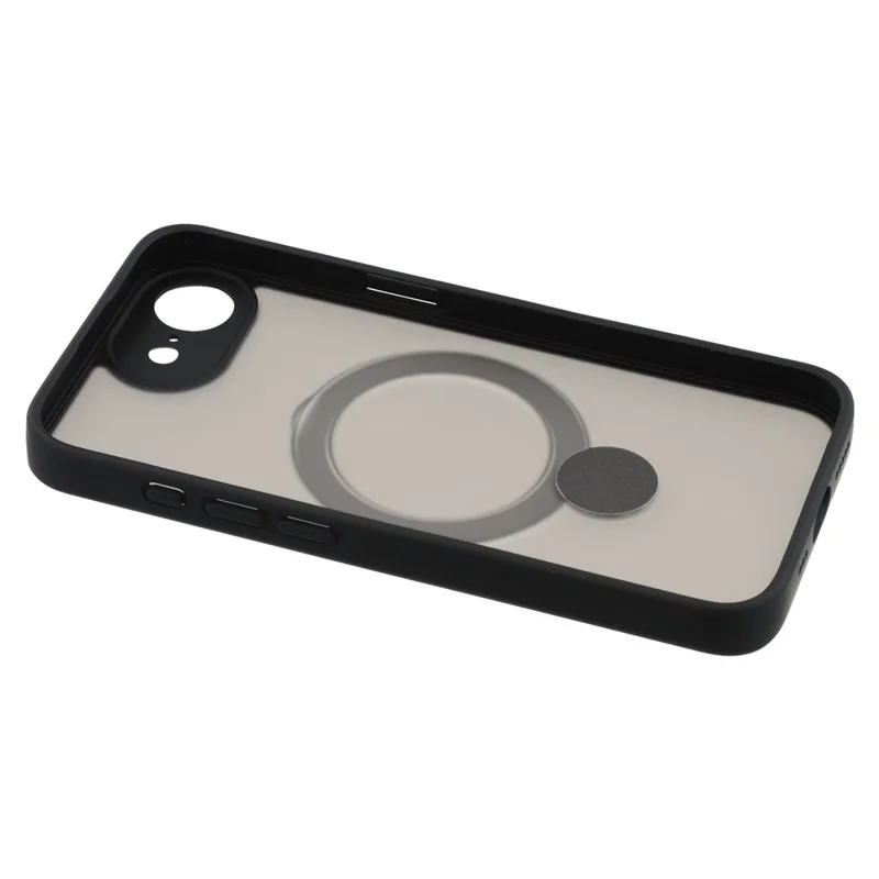 Voor iPhone 16e Hoes Compatibel met MagSafe Draaibare Ringstand TPU + PC Telefoonhoes - Zwart