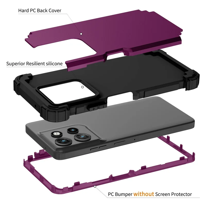 L-Style For Motorola Moto G 5G (2025) Case Shockproof PC + TPU Phone Back Cover - Purple