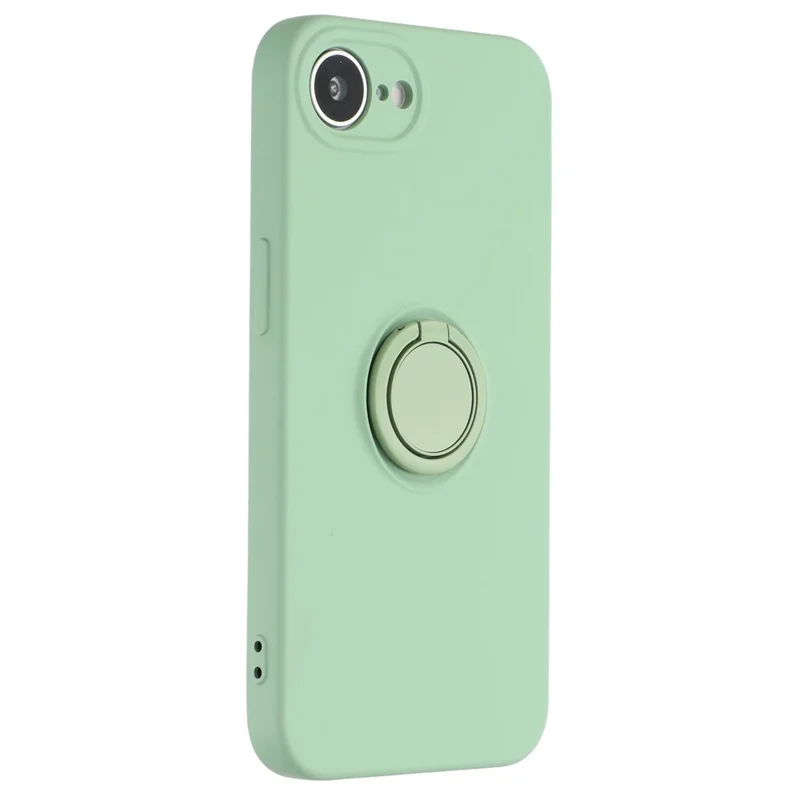 For iPhone 16e Silicone Case with Strap Ring Kickstand Phone Cover - Green