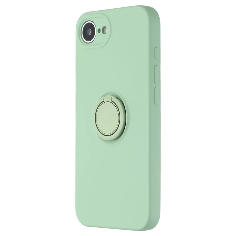 For iPhone 16e Silicone Case with Strap Ring Kickstand Phone Cover - Green
