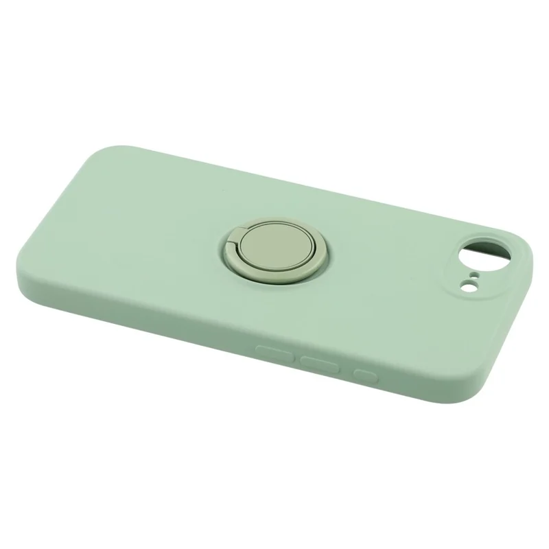 For iPhone 16e Silicone Case with Strap Ring Kickstand Phone Cover - Green
