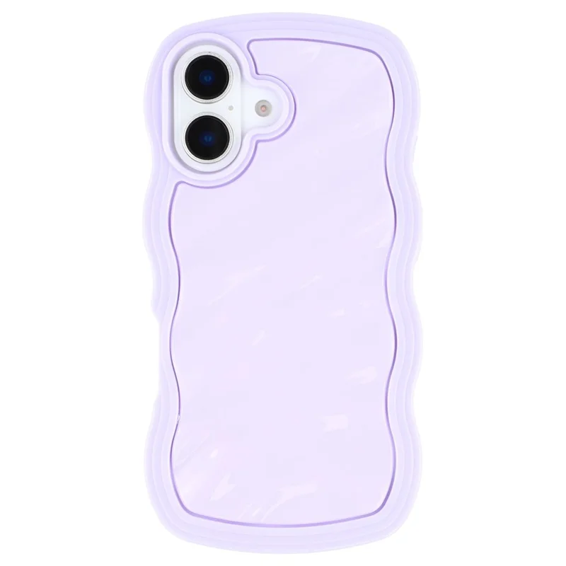 WT Series for iPhone 16 Case Wavy Edge Shockproof TPU + PC Phone Cover - Purple