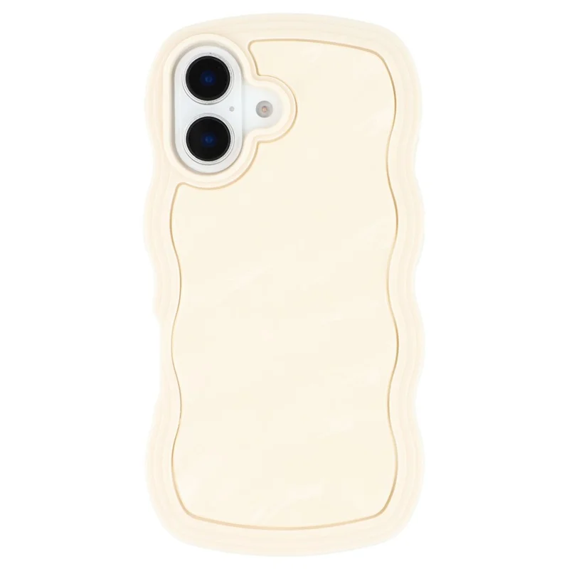 WT Series for iPhone 16 Plus Case Wavy Edge Shockproof TPU + PC Phone Cover - Brown