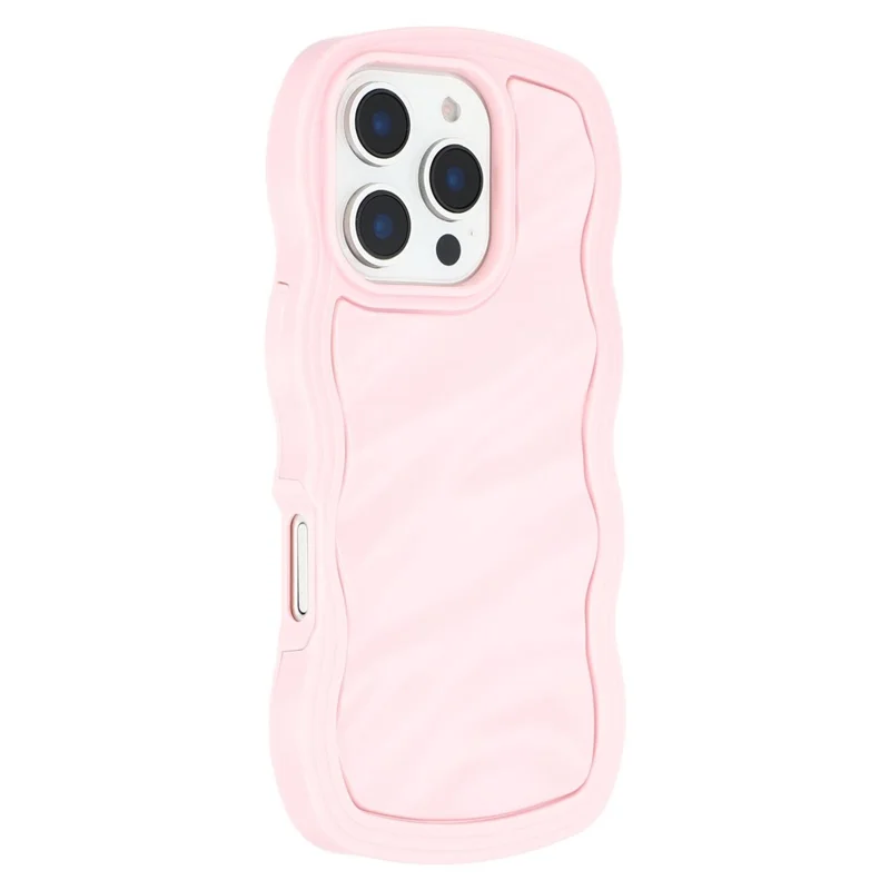 For iPhone 16 Pro Case Wavy Edge Shockproof TPU + PC Phone Cover - Pink