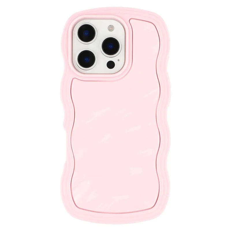 For iPhone 16 Pro Case Wavy Edge Shockproof TPU + PC Phone Cover - Pink