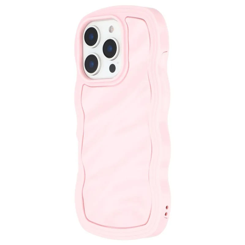 For iPhone 16 Pro Case Wavy Edge Shockproof TPU + PC Phone Cover - Pink