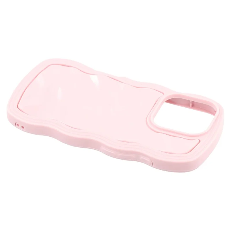 For iPhone 16 Pro Case Wavy Edge Shockproof TPU + PC Phone Cover - Pink