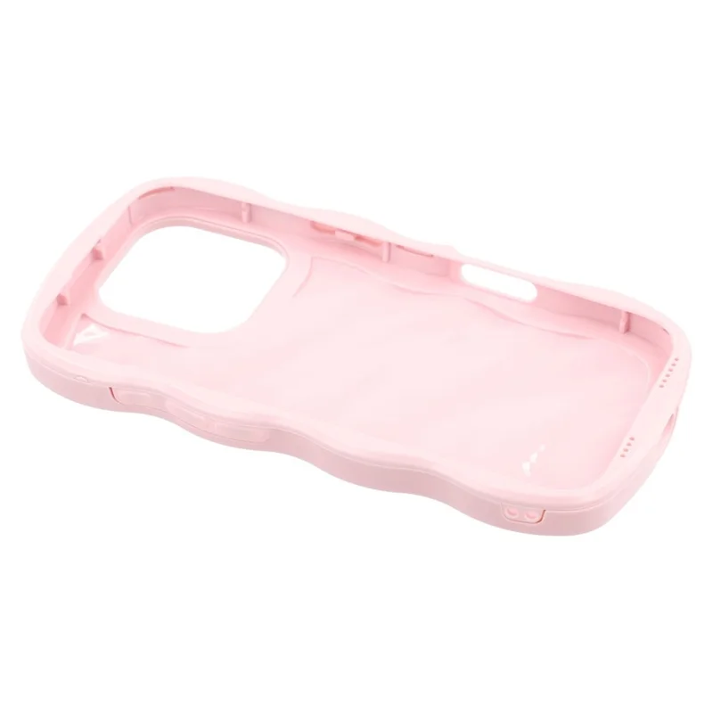 For iPhone 16 Pro Case Wavy Edge Shockproof TPU + PC Phone Cover - Pink