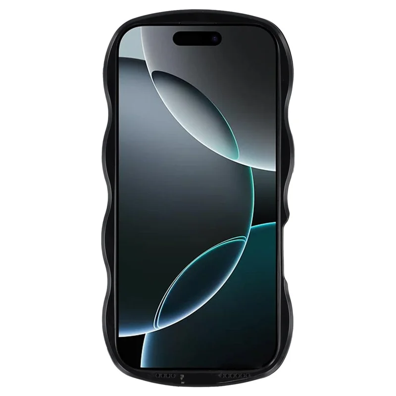 For iPhone 16 Pro Max Case Wavy Edge Shockproof TPU + PC Phone Cover - Black