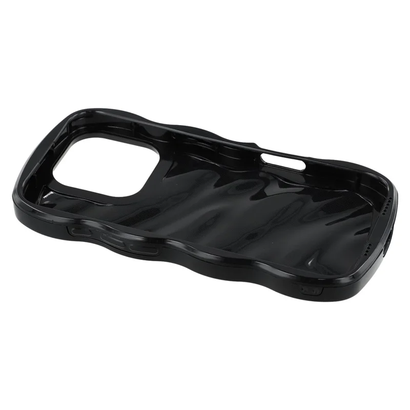 For iPhone 16 Pro Max Case Wavy Edge Shockproof TPU + PC Phone Cover - Black