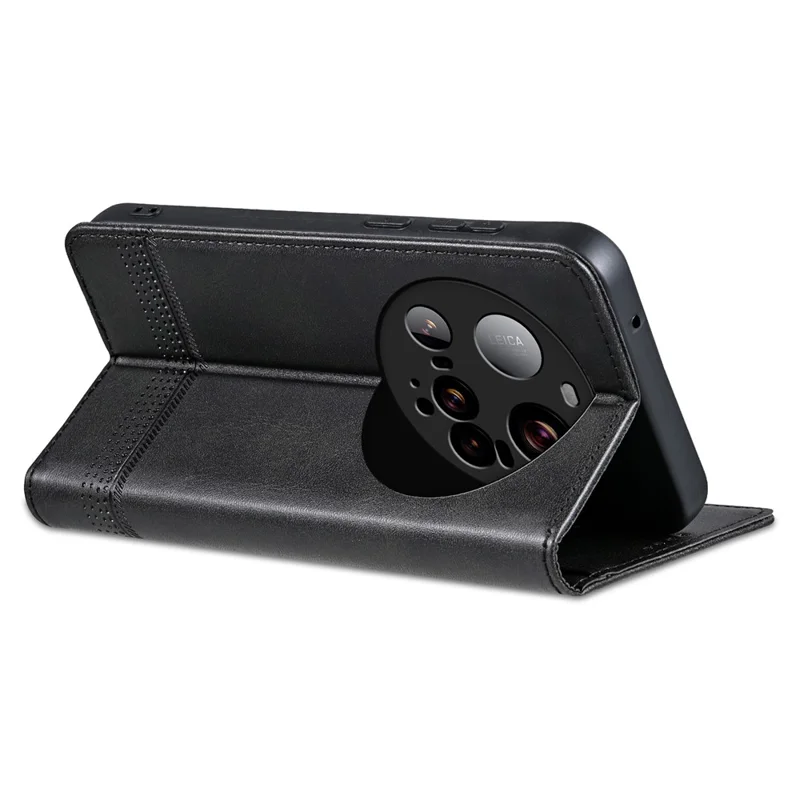 AZNS For Xiaomi 15 Ultra Case Cowhide Texture PU Leather Wallet Phone Cover - Black