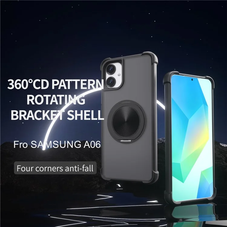For Samsung Galaxy A06 4G Case Compatible with MagSafe CD Vein Kickstand TPU + PC Phone Cover - Black