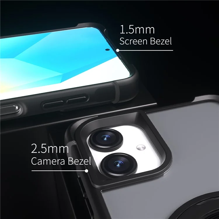 For Samsung Galaxy A06 4G Case Compatible with MagSafe CD Vein Kickstand TPU + PC Phone Cover - Black