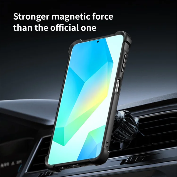 For Samsung Galaxy A06 4G Case Compatible with MagSafe CD Vein Kickstand TPU + PC Phone Cover - Black