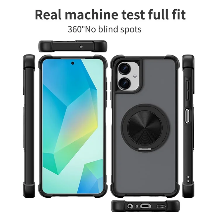 For Samsung Galaxy A06 4G Case Compatible with MagSafe CD Vein Kickstand TPU + PC Phone Cover - Black