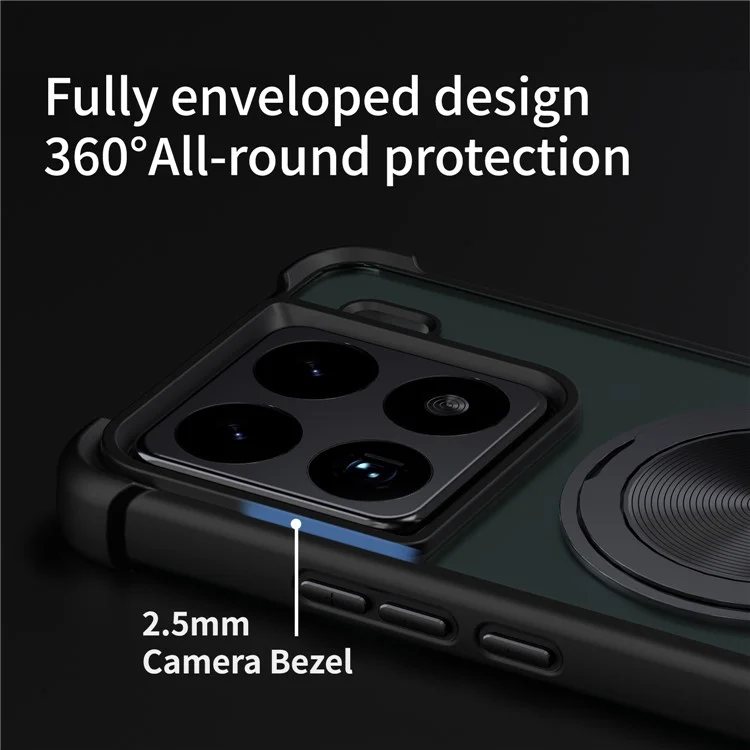 Capa para Xiaomi 15 Pro Compatível com MagSafe Padrão de Veias com Suporte Dobrável TPU + PC - Preto