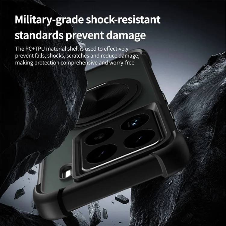 Capa para Xiaomi 15 Pro Compatível com MagSafe Padrão de Veias com Suporte Dobrável TPU + PC - Preto