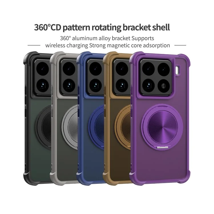 Capa para Xiaomi 15 Pro Compatível com MagSafe Padrão de Veias com Suporte Dobrável TPU + PC - Preto