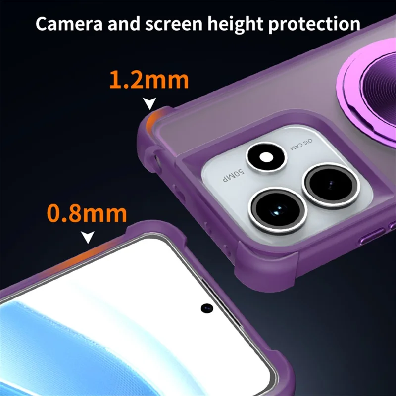 For Xiaomi Redmi Note 14 5G Magnetic Case CD Vein Kickstand TPU + PC Phone Cover - Black
