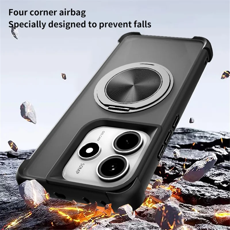 For Xiaomi Redmi Note 14 5G Magnetic Case CD Vein Kickstand TPU + PC Phone Cover - Black