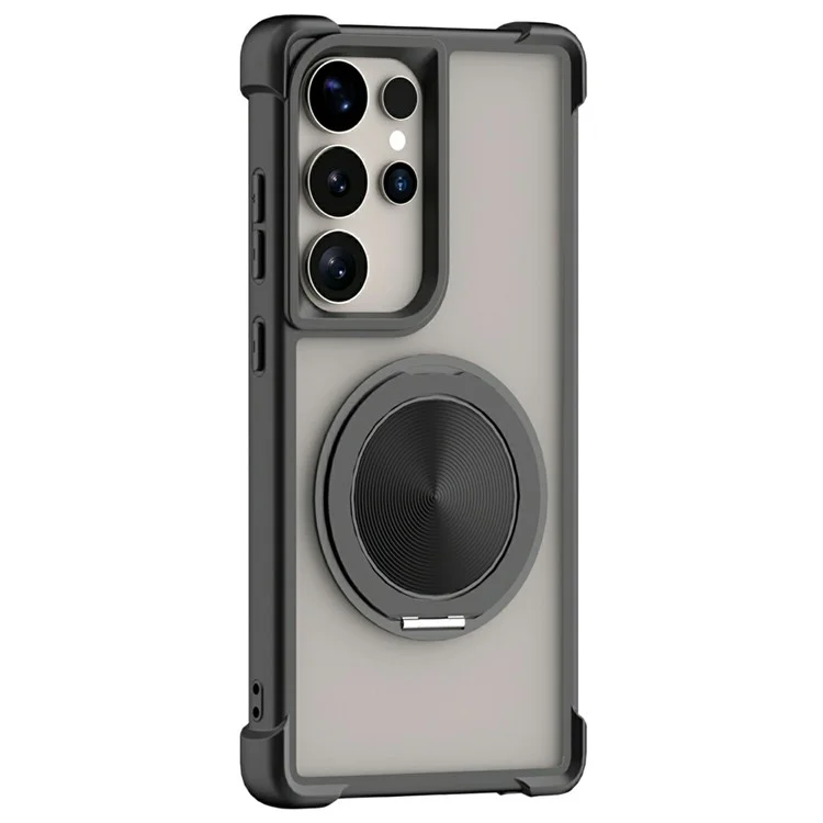 Чехол для Samsung Galaxy S24 Ultra, совместимый с MagSafe, с подставкой и текстурой CD Vein, из ТПУ + ПК - Черный