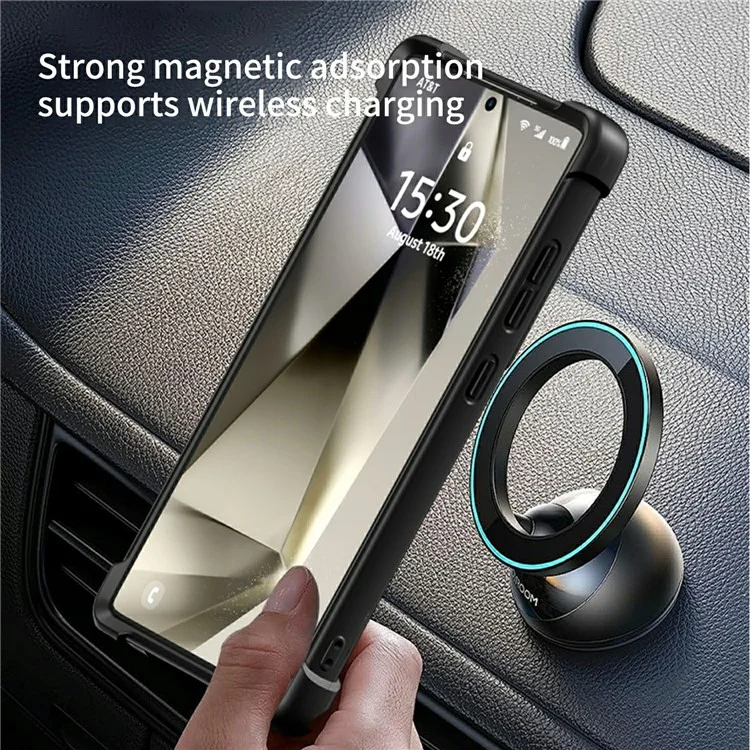 Чехол для Samsung Galaxy S24 Ultra, совместимый с MagSafe, с подставкой и текстурой CD Vein, из ТПУ + ПК - Черный