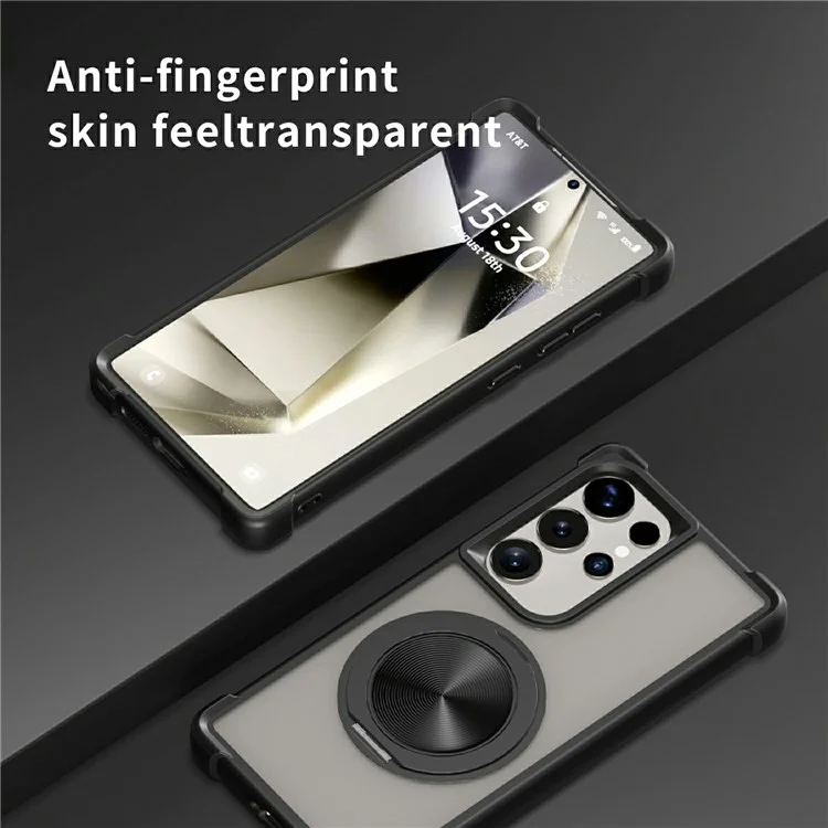 Чехол для Samsung Galaxy S24 Ultra, совместимый с MagSafe, с подставкой и текстурой CD Vein, из ТПУ + ПК - Черный
