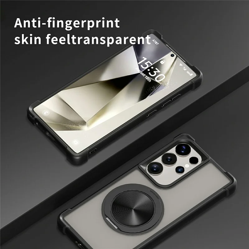 Capa para Samsung Galaxy S25 Ultra Compatível com MagSafe, Design de Veias com Suporte, TPU + PC - Preto