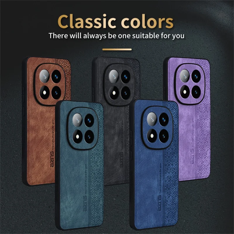 AZNS For Xiaomi Redmi Note 14 Pro 4G Case Protective PU Leather Covered TPU Phone Shell - Blue