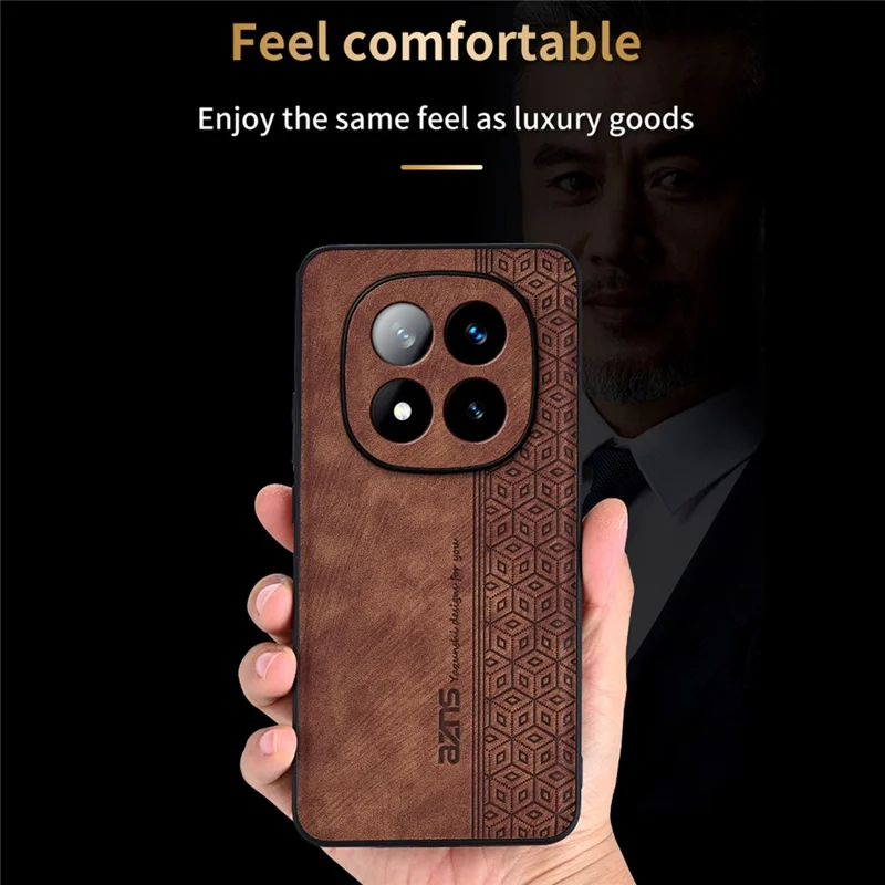 AZNS For Xiaomi Redmi Note 14 Pro 4G Case Protective PU Leather Covered TPU Phone Shell - Blue