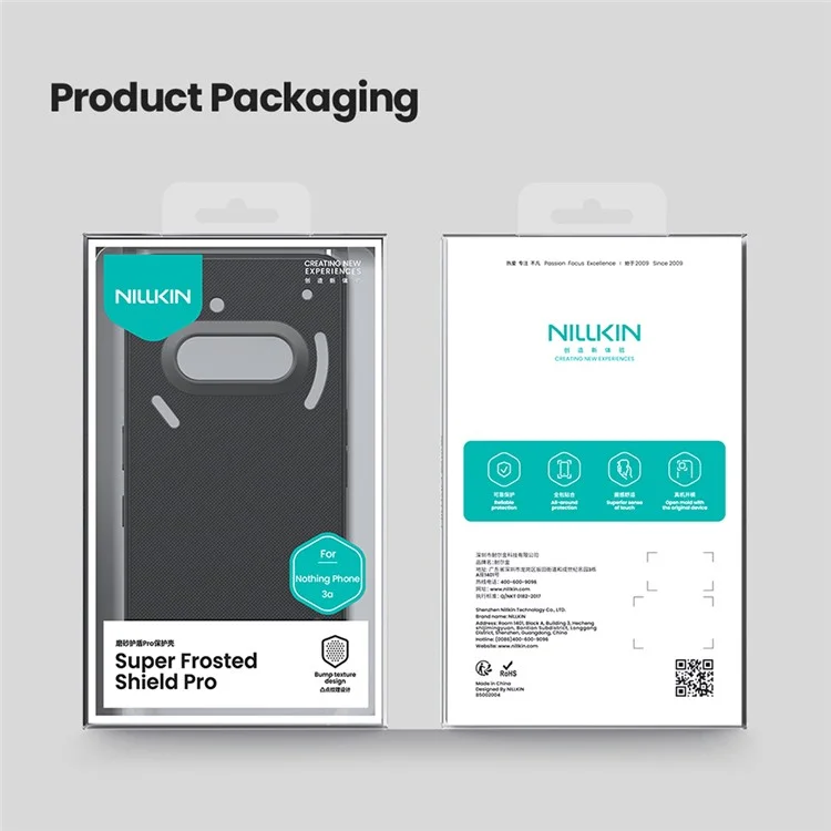 NILLKIN Frosted Shield Pro For Nothing Phone (3a) Case Matte PC + TPU Phone Cover - Black
