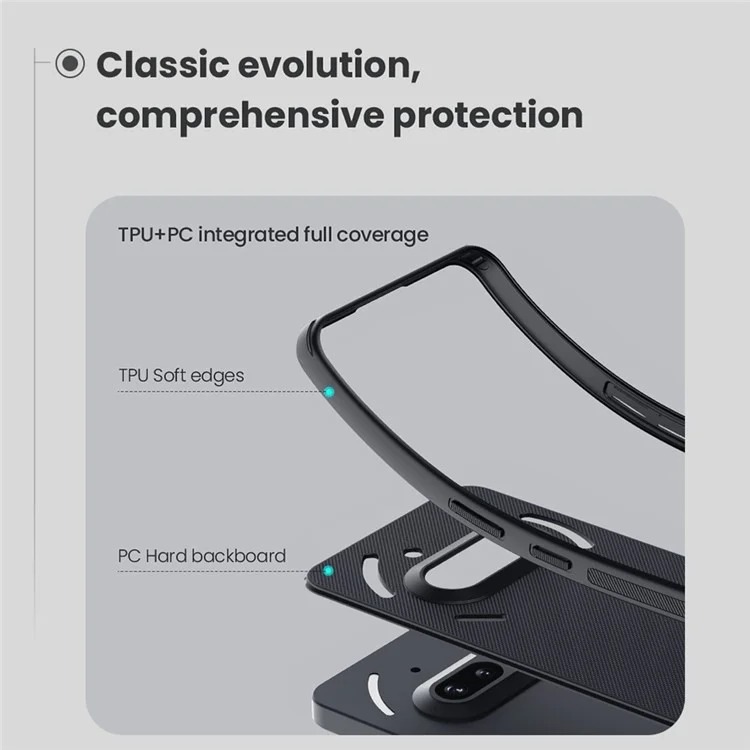 NILLKIN Frosted Shield Pro For Nothing Phone (3a) Case Matte PC + TPU Phone Cover - Black